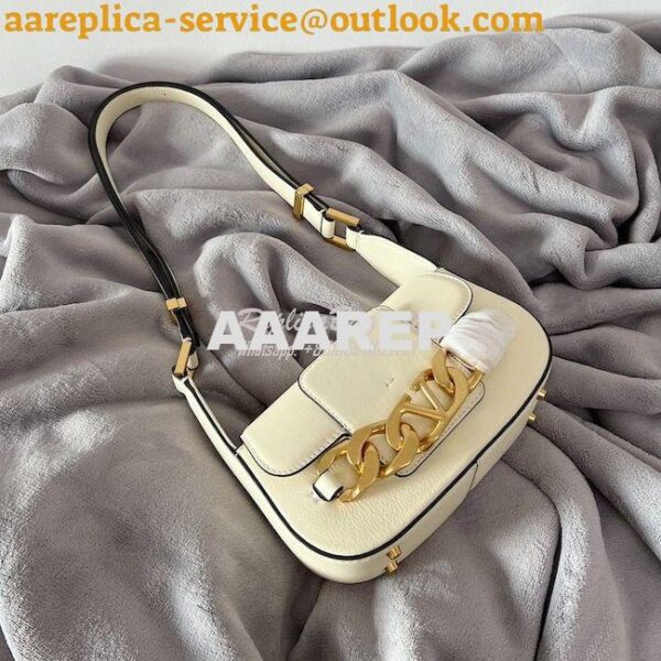 Replica Valentino VLogo Chain Calfskin Shoulder Bag 1W2B0K White 4