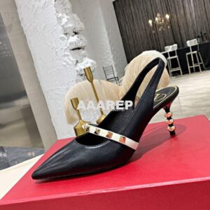 Replica Valentino Rockstud Slingback Pump With Sculpted Heel in Kidski 2