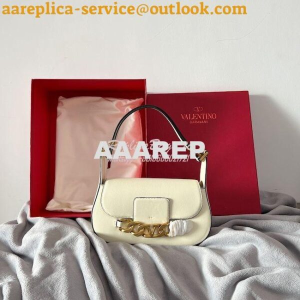 Replica Valentino VLogo Chain Calfskin Shoulder Bag 1W2B0K White 11