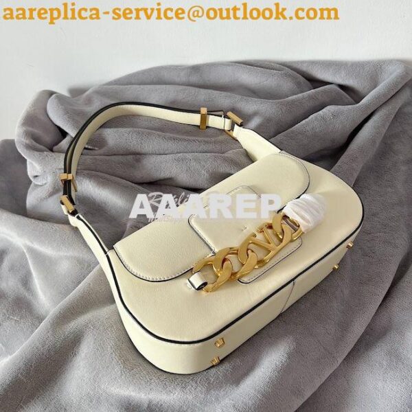 Replica Valentino VLogo Chain Calfskin Shoulder Bag 1W2B0K White 14