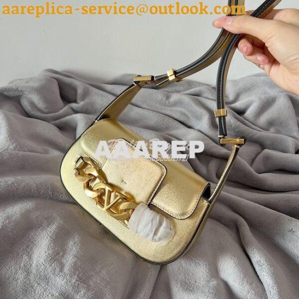 Replica Valentino VLogo Chain Laminated Nappa Shoulder Bag 1W2B0K Gold 4