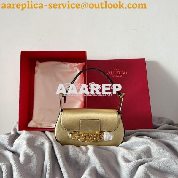 Replica Valentino VLogo Chain Laminated Nappa Shoulder Bag 1W2B0K Gold 11