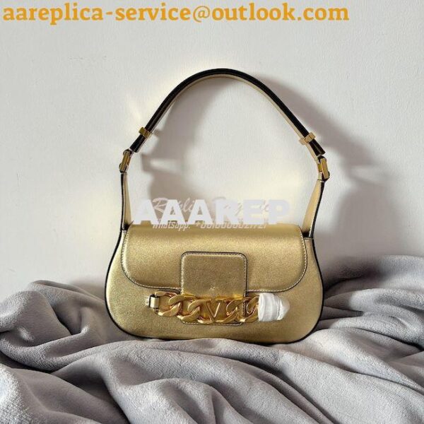 Replica Valentino VLogo Chain Laminated Nappa Shoulder Bag 1W2B0K Gold 12