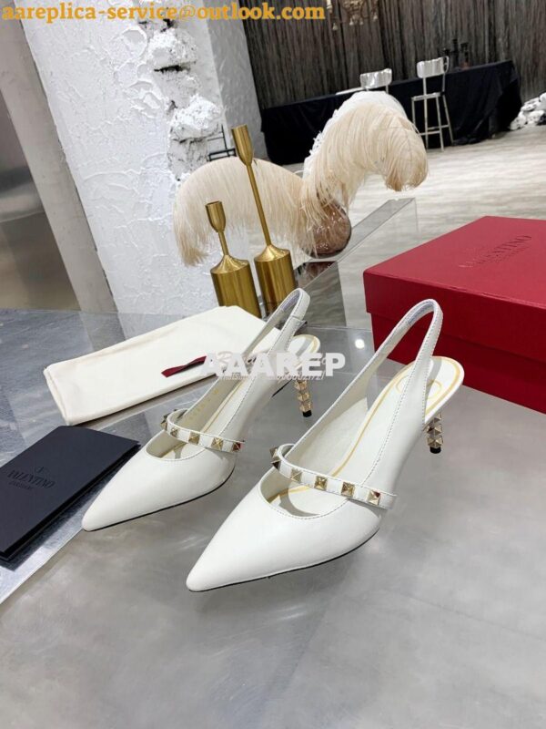 Replica Valentino Rockstud Slingback Pump With Sculpted Heel in Kidski 5