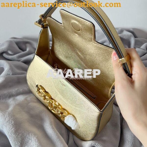 Replica Valentino VLogo Chain Laminated Nappa Shoulder Bag 1W2B0K Gold 18