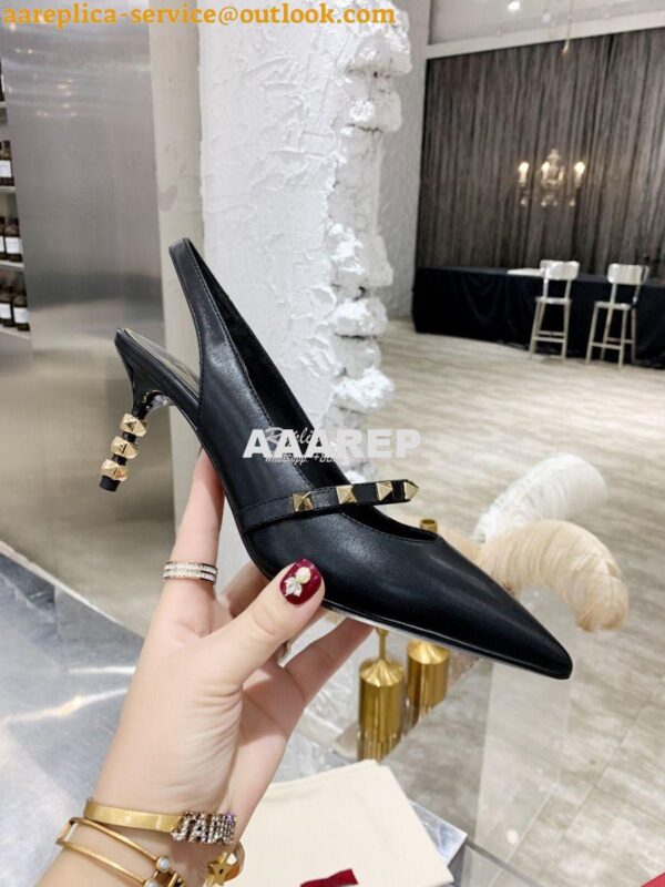 Replica Valentino Rockstud Slingback Pump With Sculpted Heel in Kidski 3