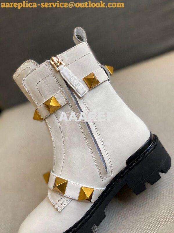 Replica Valentino Roman Stud Calfskin Combat Boot 40mm White 3