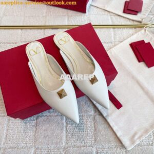 Replica Valentino Roman Stud Flat Mule In Calfskin VW2S0 Ivory 2