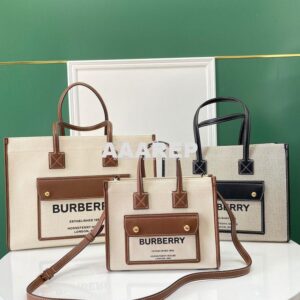 Replica Burberry Small Medium Two-tone Canvas and Leather Freya Tote 8