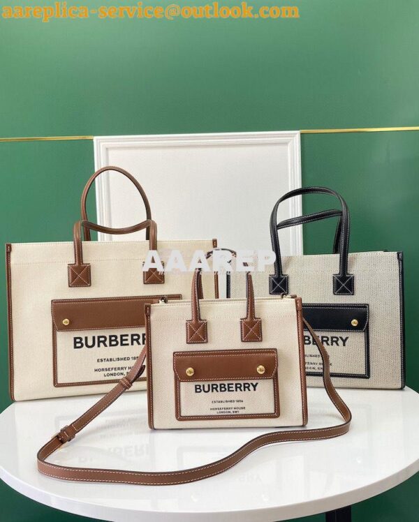 Replica Burberry Small Medium Two-tone Canvas and Leather Freya Tote 8 3