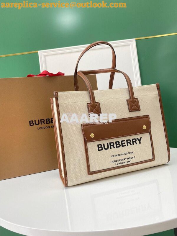 Replica Burberry Small Medium Two-tone Canvas and Leather Freya Tote 8 10