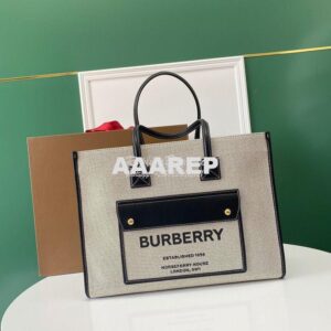 Replica Burberry Small Medium Two-tone Canvas and Leather Freya Tote 8