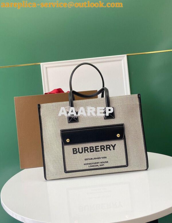 Replica Burberry Small Medium Two-tone Canvas and Leather Freya Tote 8 3