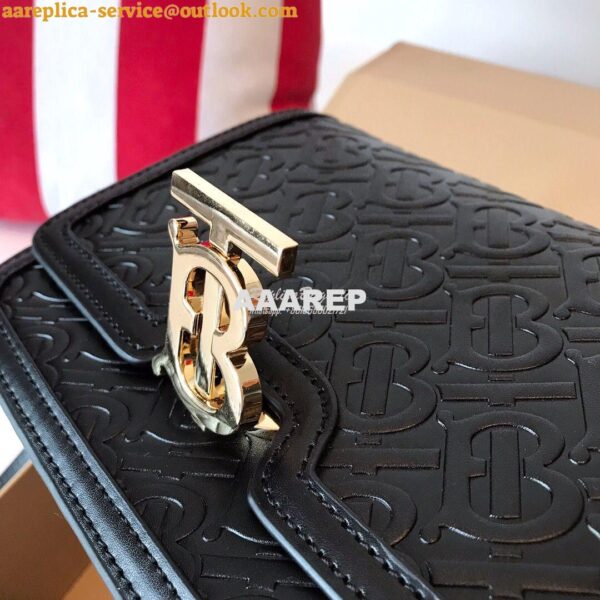 Replica Burberry Small Monogram Leather TB Bag 80140861 Black 8