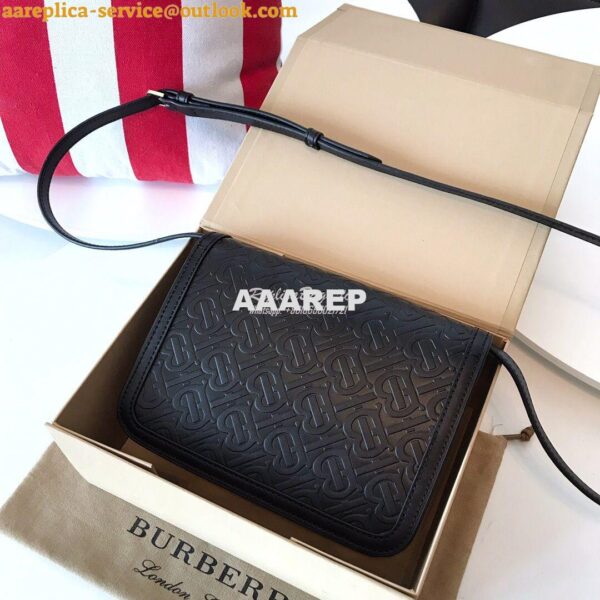 Replica Burberry Small Monogram Leather TB Bag 80140861 Black 11