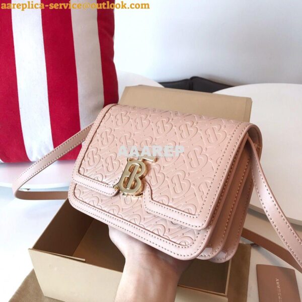 Replica Burberry Small Monogram Leather TB Bag 80140861 Rose beige 4