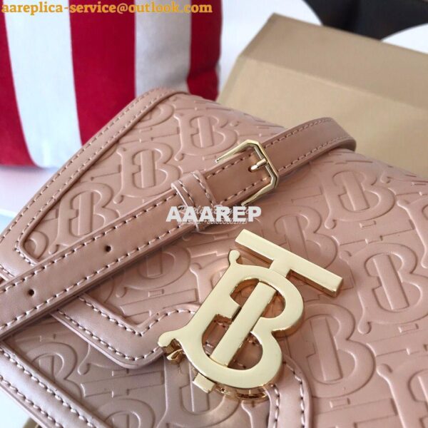 Replica Burberry Small Monogram Leather TB Bag 80140861 Rose beige 5