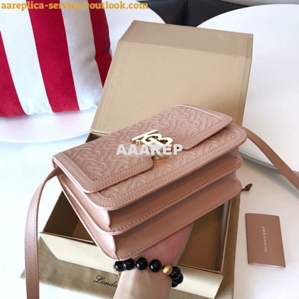 Replica Burberry Small Monogram Leather TB Bag 80140861 Rose beige 6