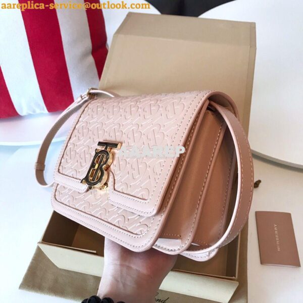 Replica Burberry Small Monogram Leather TB Bag 80140861 Rose beige 7