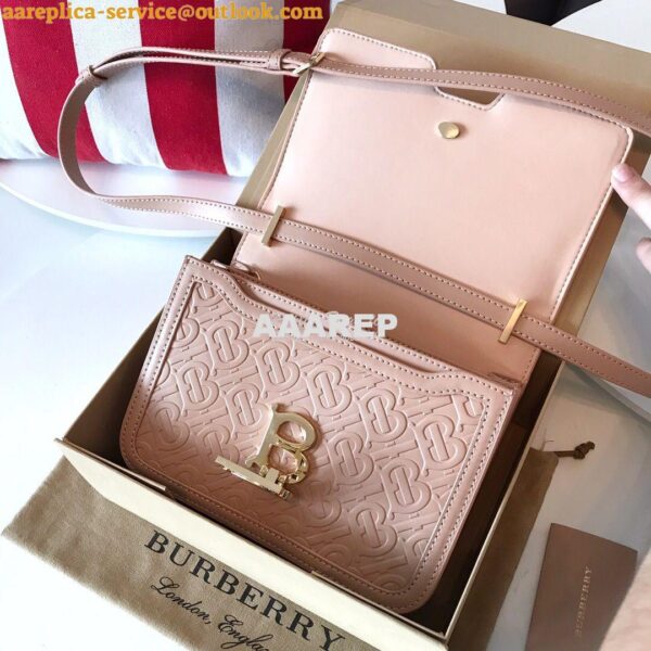 Replica Burberry Small Monogram Leather TB Bag 80140861 Rose beige 9