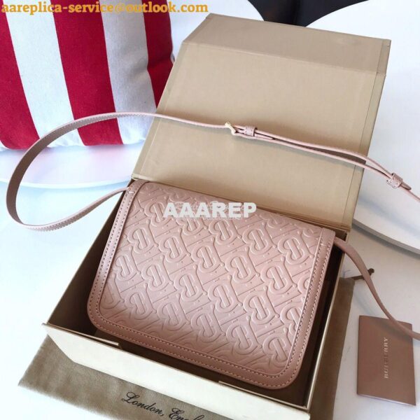 Replica Burberry Small Monogram Leather TB Bag 80140861 Rose beige 9