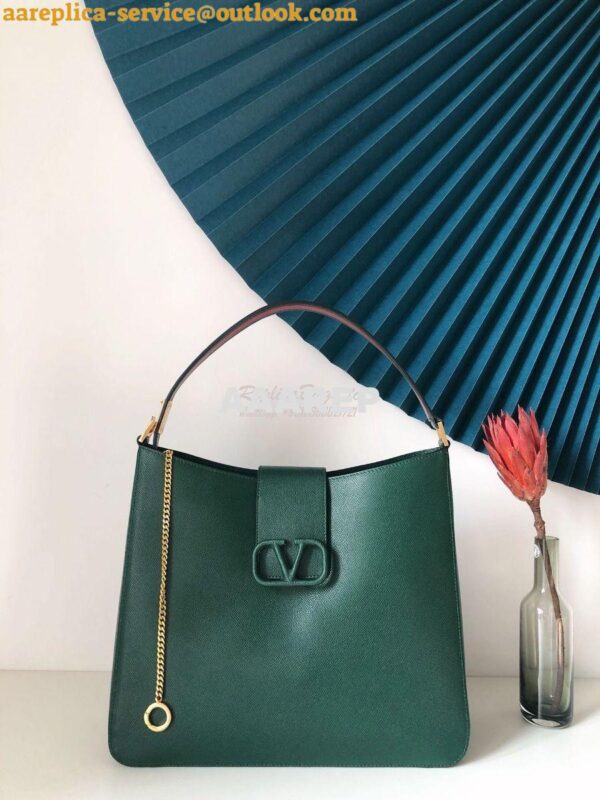 Replica Valentino Vsling Grainy Calfskin Hobo Bag 50027 Green