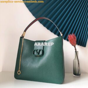 Replica Valentino Vsling Grainy Calfskin Hobo Bag 50027 Green 2