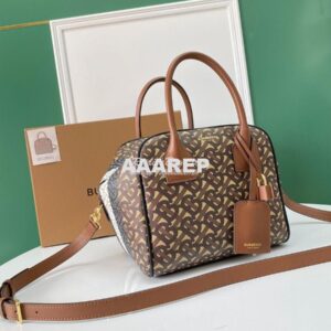 Replica Burberry Small Montage Print Leather Cube Bag 2