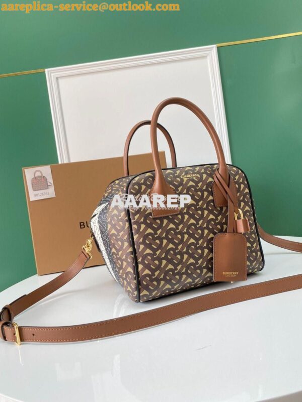 Replica Burberry Small Montage Print Leather Cube Bag 2