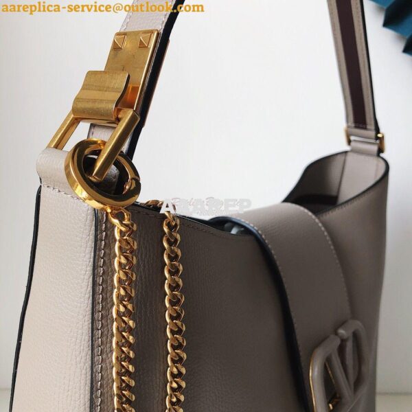 Replica Valentino Vsling Grainy Calfskin Hobo Bag 50027 Grey 7