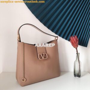 Replica Valentino Vsling Grainy Calfskin Hobo Bag 50027 Nude 2