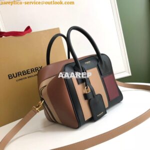 Replica Burberry Small Panelled Leather Cube Bag Black 2