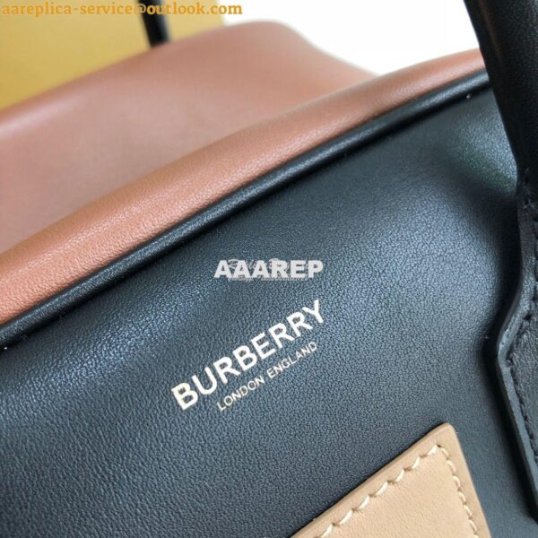 Replica Burberry Small Panelled Leather Cube Bag Black 5