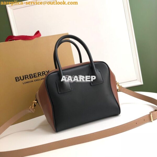 Replica Burberry Small Panelled Leather Cube Bag Black 9