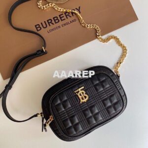 Replica Burberry Small Quilted Lambskin Camera Bag 80207571 Black 2