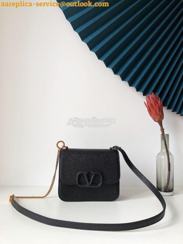 Replica Valentino Vsling Grainy Calfskin Shoulder Bag SW0B0F0 Black 12