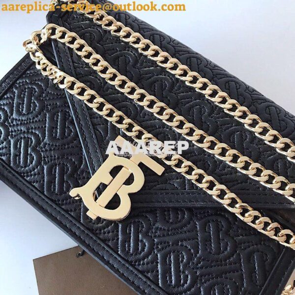 Replica Burberry Small Quilted Monogram TB Envelope Clutch Black 5