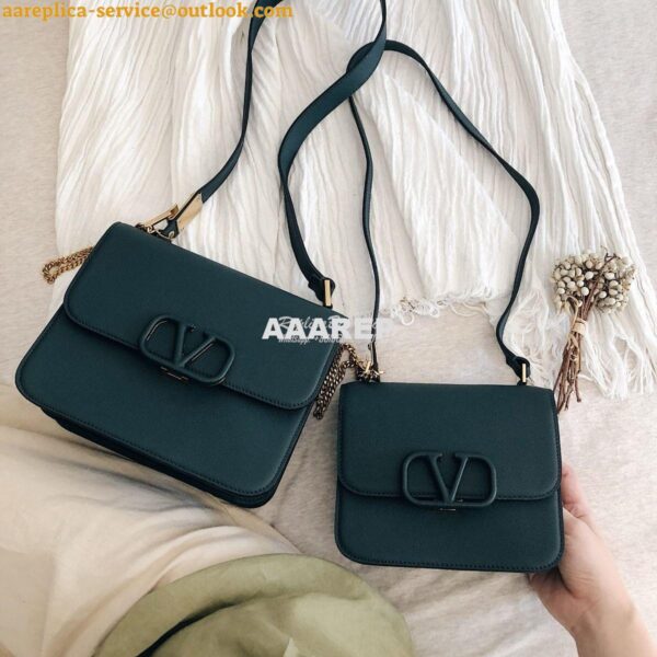 Replica Valentino Vsling Grainy Calfskin Shoulder Bag SW0B0F0 Green 10