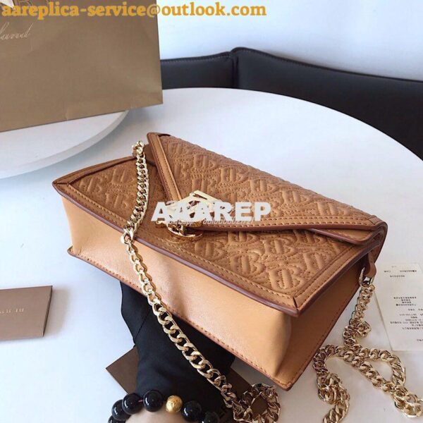 Replica Burberry Small Quilted Monogram TB Envelope Clutch Honey 3