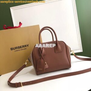 Replica Burberry Small Stripe Intarsia Leather Cube Bag Brown