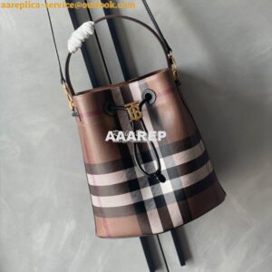 Replica Burberry Small TB Bucket Bag Dark Birch Brown 80696551 2