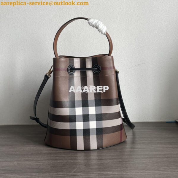 Replica Burberry Small TB Bucket Bag Dark Birch Brown 80696551 7