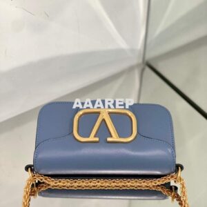 Replica Valentino WB0K53ZXL Locò Small Shoulder Bag in Calfskin Blue 2