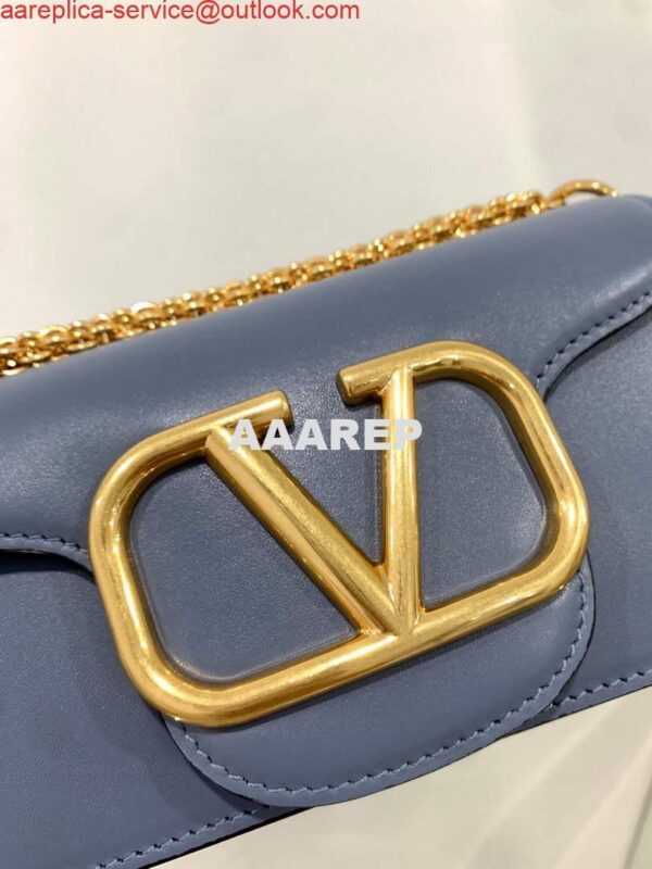 Replica Valentino WB0K53ZXL Locò Small Shoulder Bag in Calfskin Blue 4