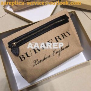 Replica Burberry Logo Print Jute Wristlet Clutch 40715651 2