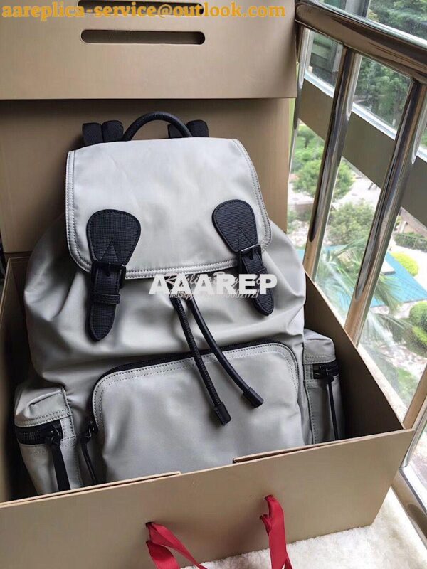 Replica Burberry The Large Rucksack Backpack in grey Technical Nylon 4