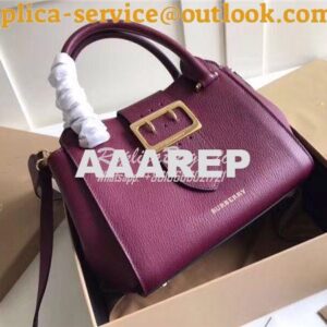 Replica Burberry The Small/Medium Buckle Tote in dark plum Grainy Lea