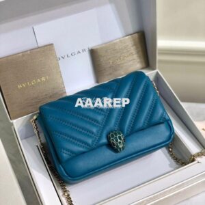 Replica Bvlgari Serpenti Cabochon Micro Shoulder Bag 288755 Blue 2