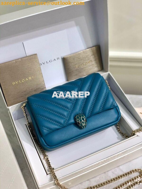 Replica Bvlgari Serpenti Cabochon Micro Shoulder Bag 288755 Blue 4