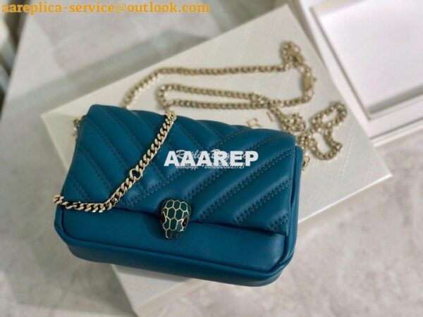 Replica Bvlgari Serpenti Cabochon Micro Shoulder Bag 288755 Blue 5